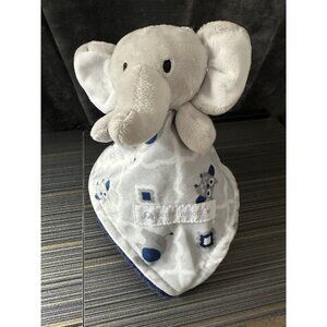 Petite L’Amour Elephant Security Blanket Lovey Gray Navy White Owl Baby READ